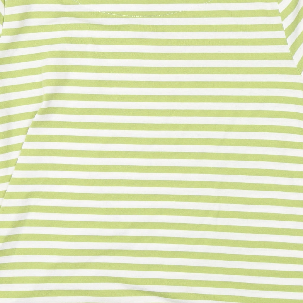 Tigi Womens Green Striped  Basic T-Shirt Size L