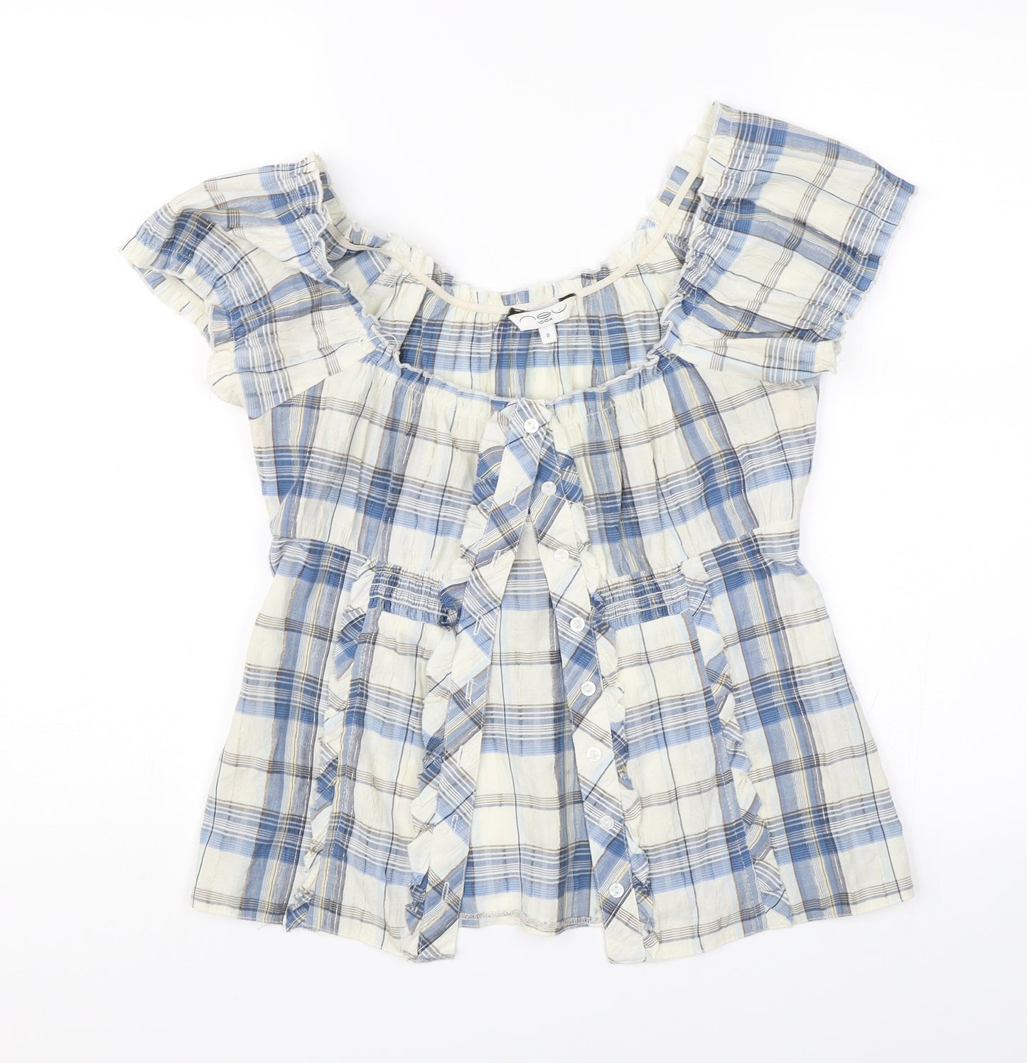 New Look Womens Blue Check  Basic Blouse Size 8