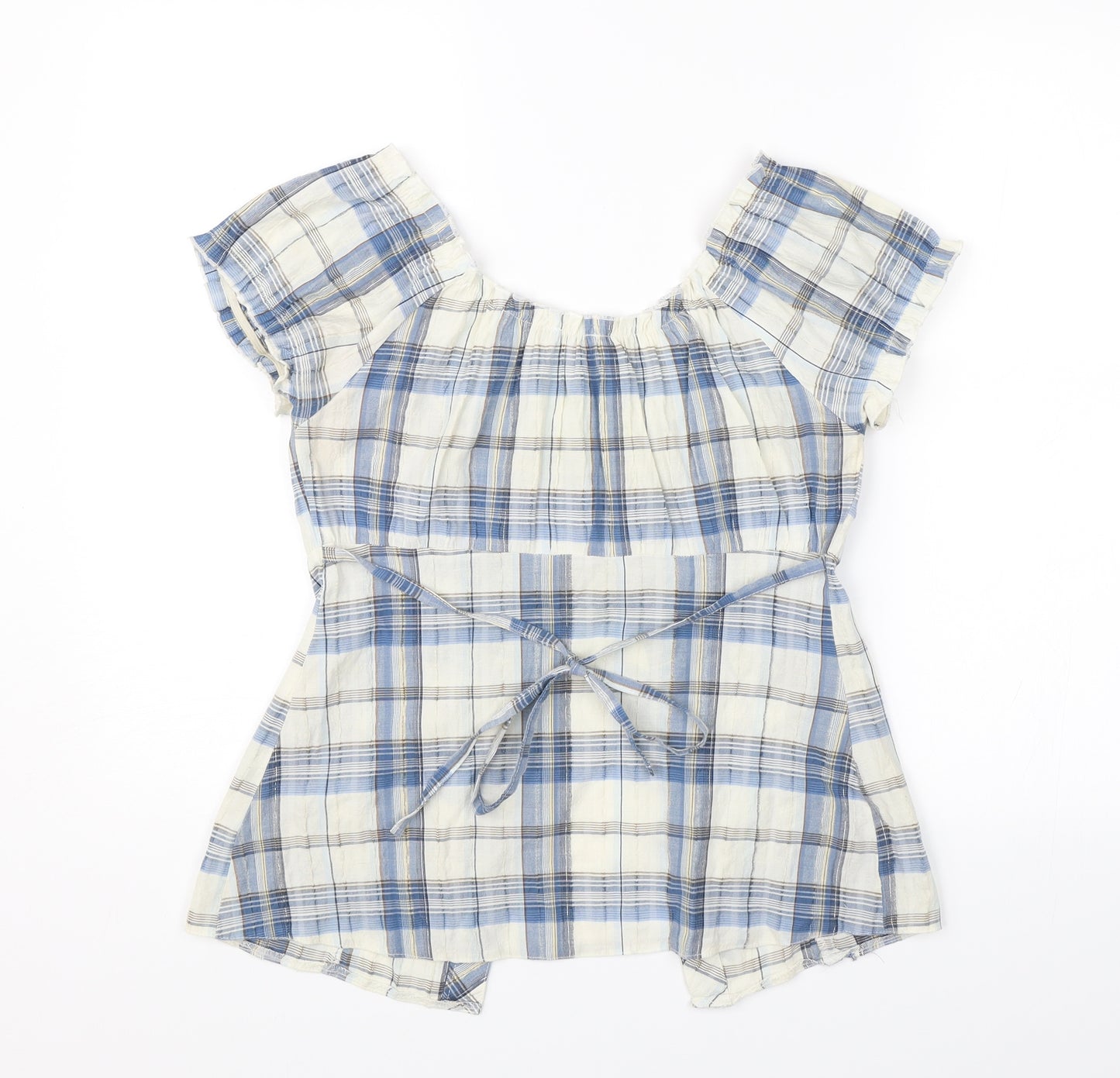 New Look Womens Blue Check  Basic Blouse Size 8