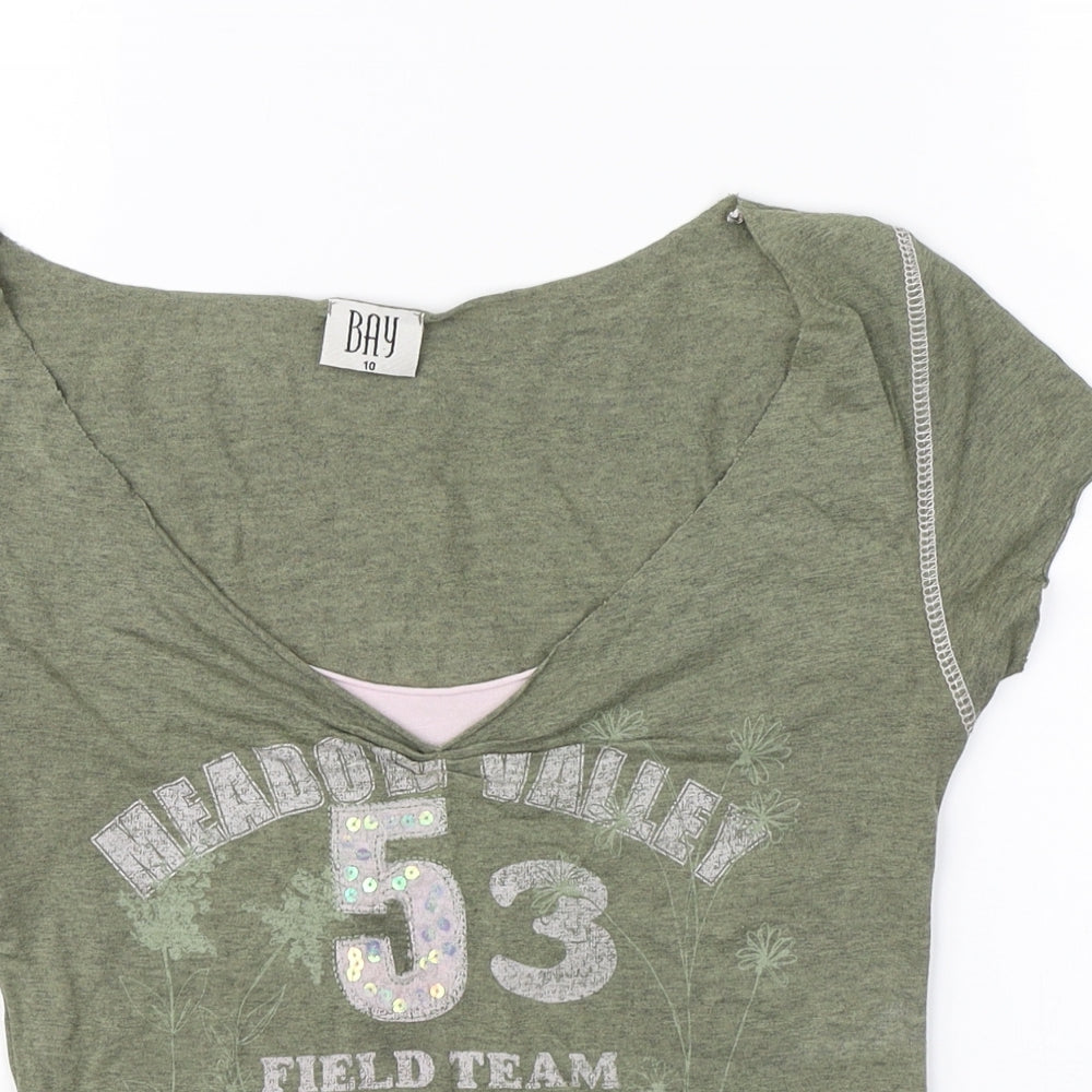 Bay Womens Green   Basic T-Shirt Size 10
