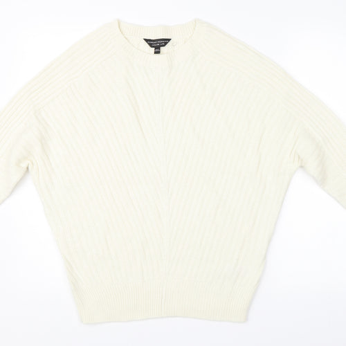 Dorothy Perkins Womens White Striped Knit Pullover Jumper Size 10