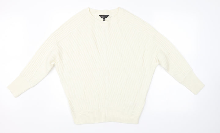 Dorothy Perkins Womens White Striped Knit Pullover Jumper Size 10