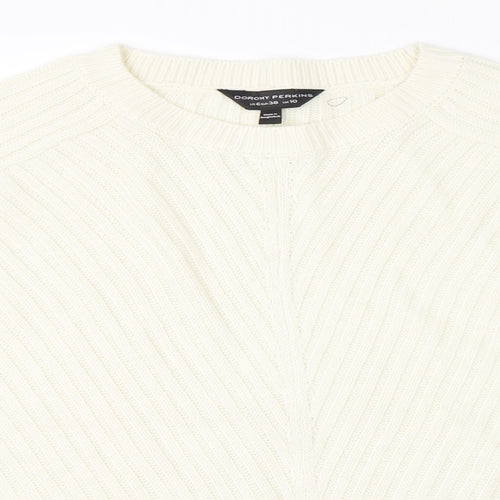Dorothy Perkins Womens White Striped Knit Pullover Jumper Size 10