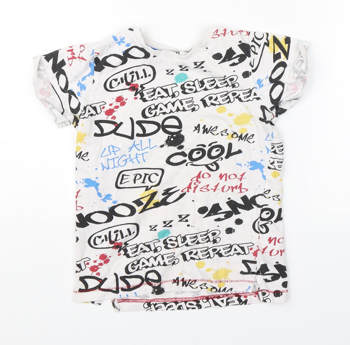 Snooze Boys White   Basic T-Shirt Size 6 Years