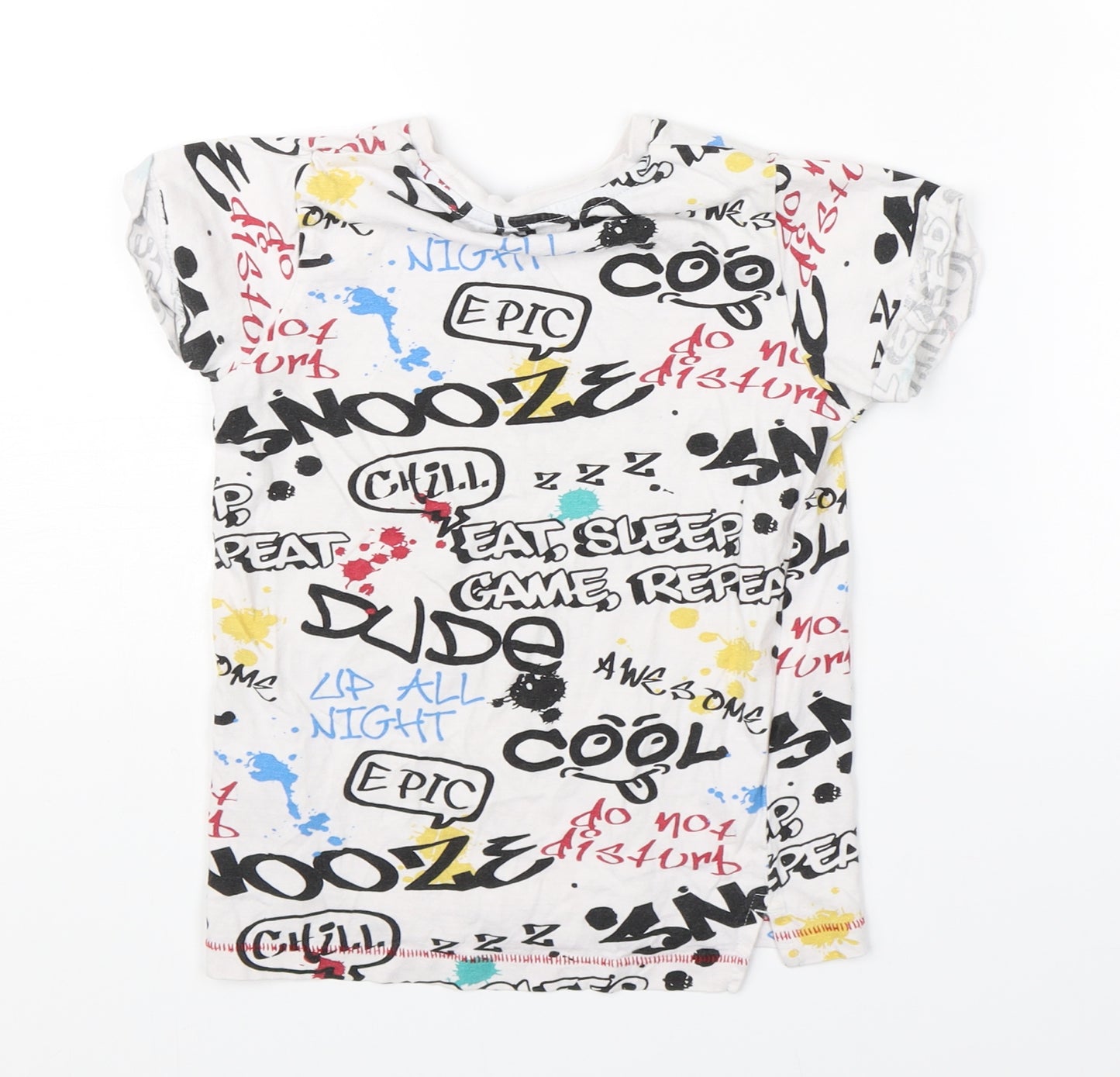Snooze Boys White   Basic T-Shirt Size 6 Years