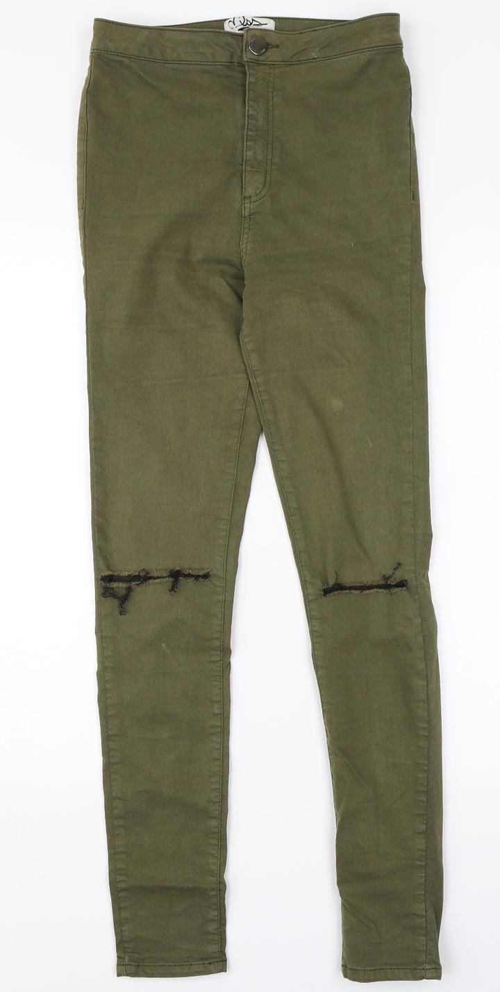 Miss Selfridge Womens Green Denim Jegging Jeans Size 10 L28 in