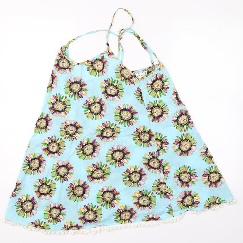 Hearts & Bows Womens Blue Floral  Basic Blouse Size 6
