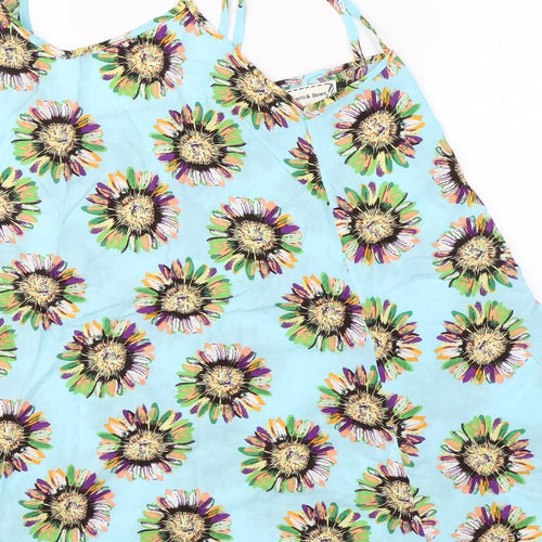 Hearts & Bows Womens Blue Floral  Basic Blouse Size 6