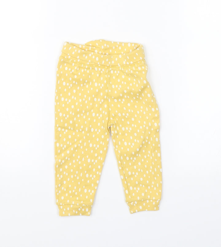 Primark Girls Yellow Polka Dot Pyjama Pants Size 6-9 Months