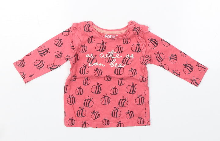 F&F Girls Pink Basic T-Shirt Size 0-3 Months