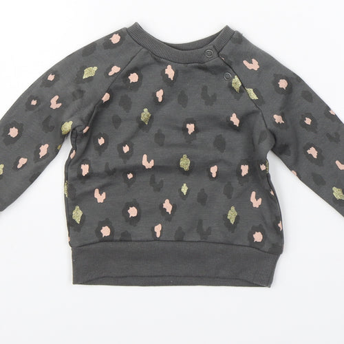 Primark Girls Grey Animal Print  Pullover Jumper Size 3-6 Months