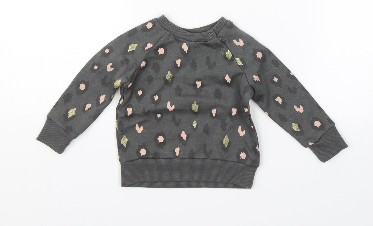 Primark Girls Grey Animal Print  Pullover Jumper Size 3-6 Months