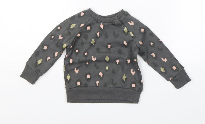 Primark Girls Grey Animal Print  Pullover Jumper Size 3-6 Months