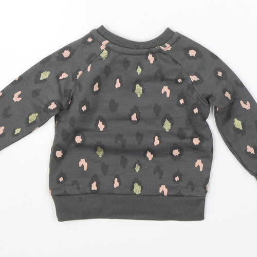 Primark Girls Grey Animal Print  Pullover Jumper Size 3-6 Months