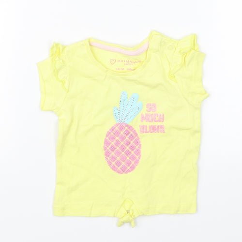 Primark Girls Yellow   Basic T-Shirt Size 3-6 Months