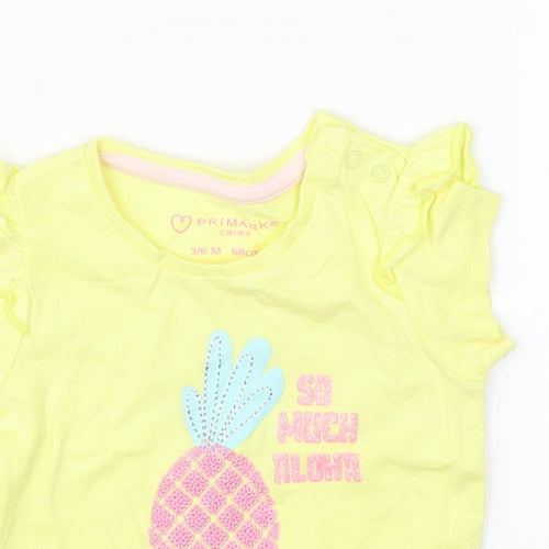 Primark Girls Yellow   Basic T-Shirt Size 3-6 Months