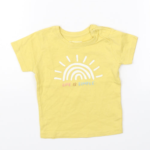 Primark Girls Yellow   Basic T-Shirt Size 6-9 Months