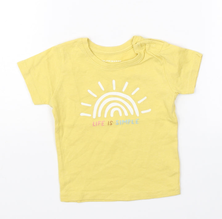 Primark Girls Yellow Basic T-Shirt Size 6-9 Months