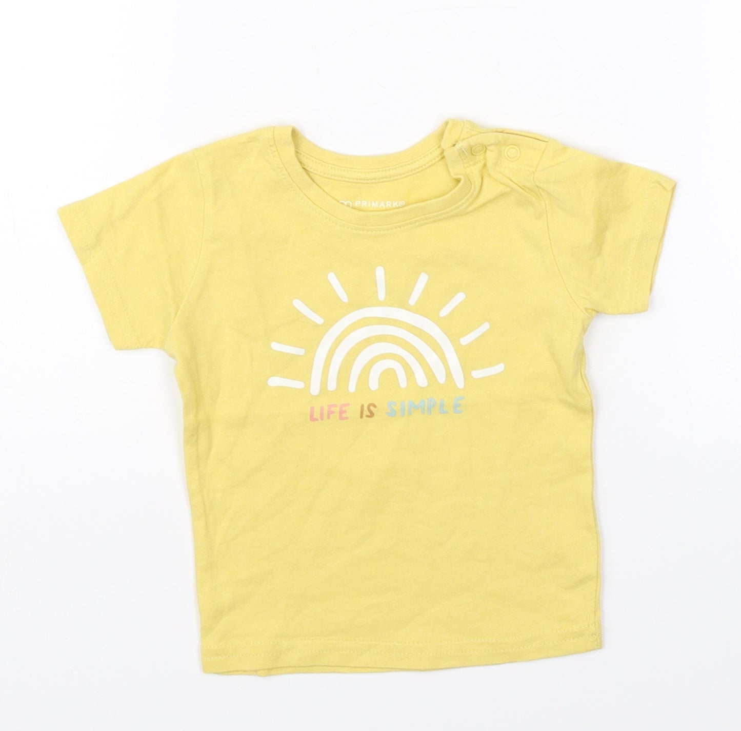 Primark Girls Yellow   Basic T-Shirt Size 6-9 Months