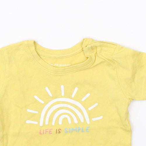 Primark Girls Yellow   Basic T-Shirt Size 6-9 Months