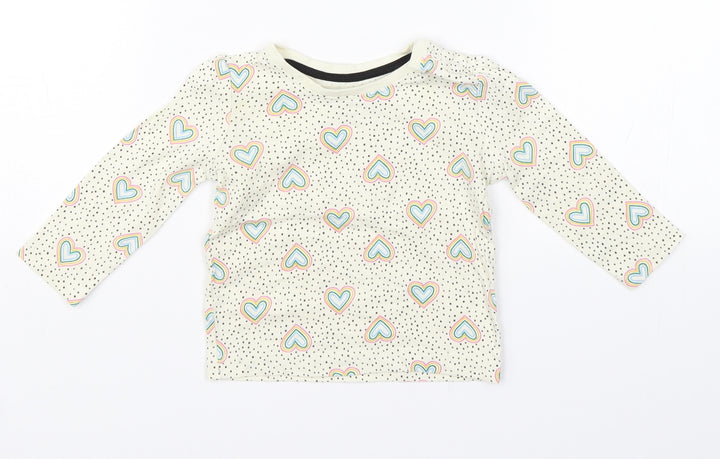 Primark Girls White Polka Dot Basic T-Shirt Size 3-6 Months
