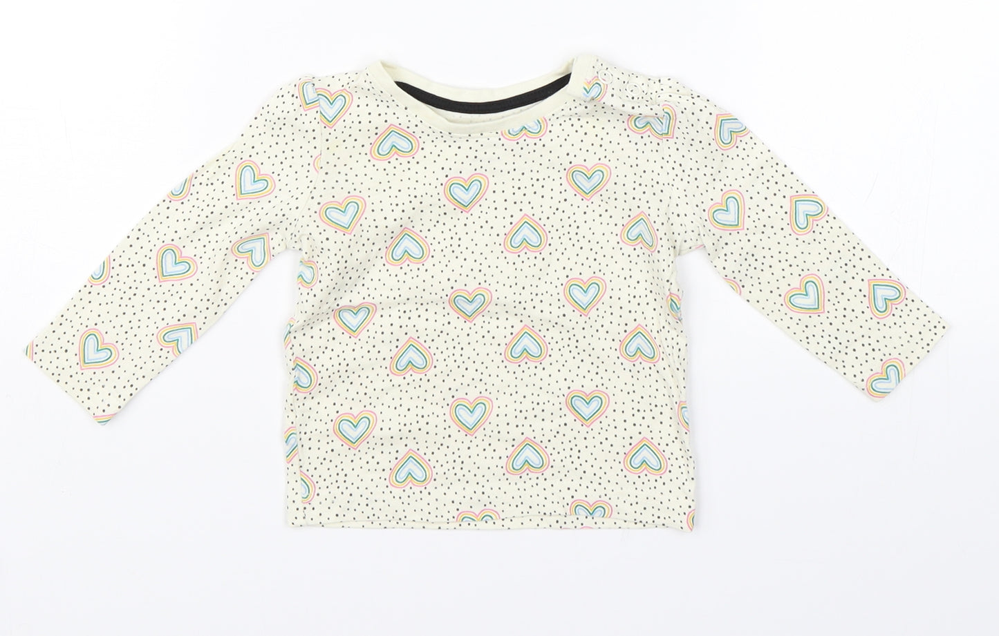Primark Girls White Polka Dot  Basic T-Shirt Size 3-6 Months