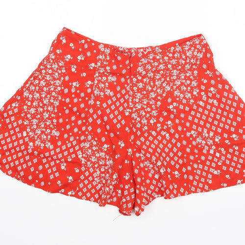 Primar Womens Red Floral  Hot Pants Shorts Size 10