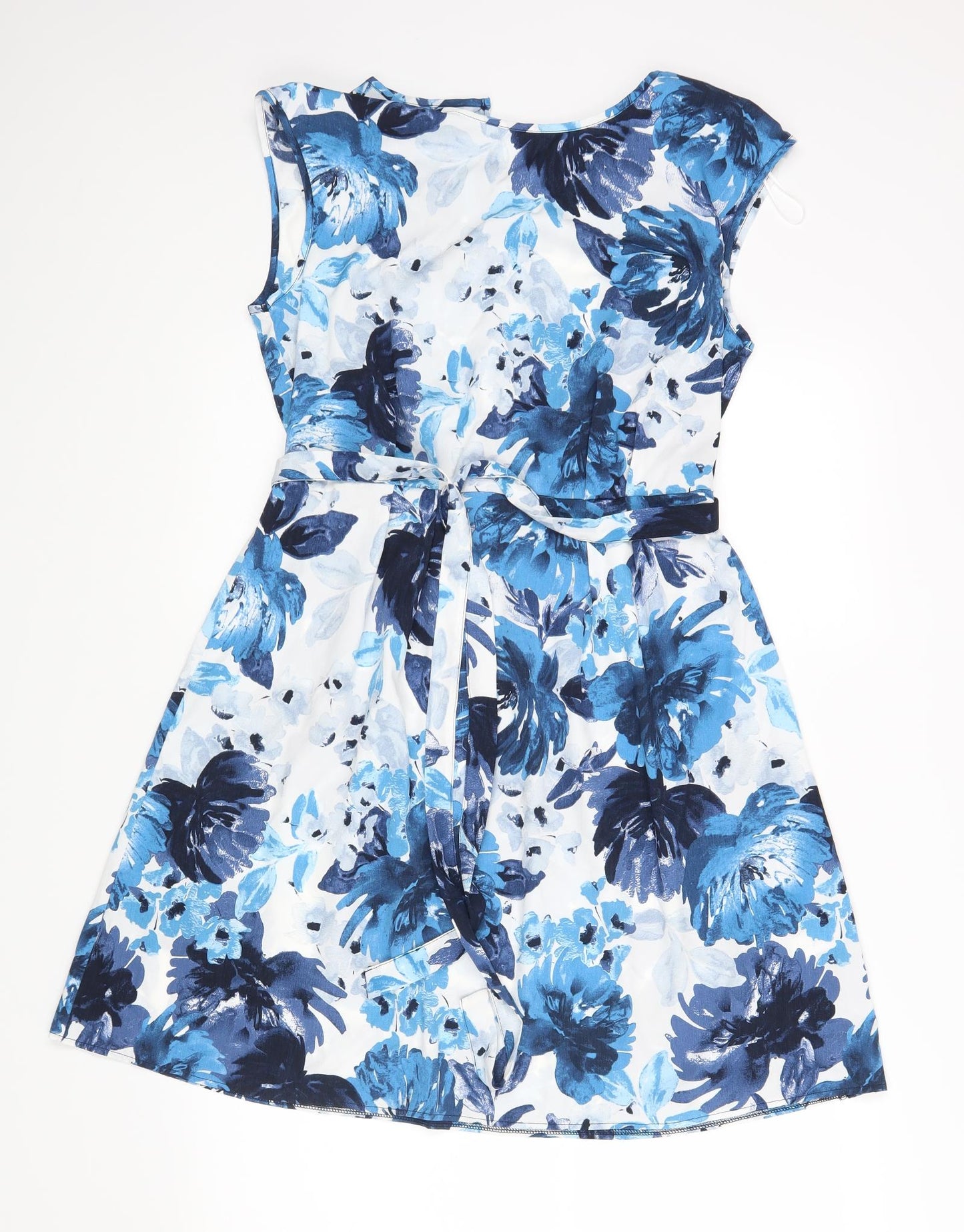 TU Womens Blue Floral Rayon A-Line  Size 12