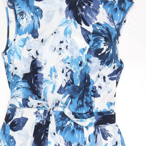 TU Womens Blue Floral Rayon A-Line  Size 12