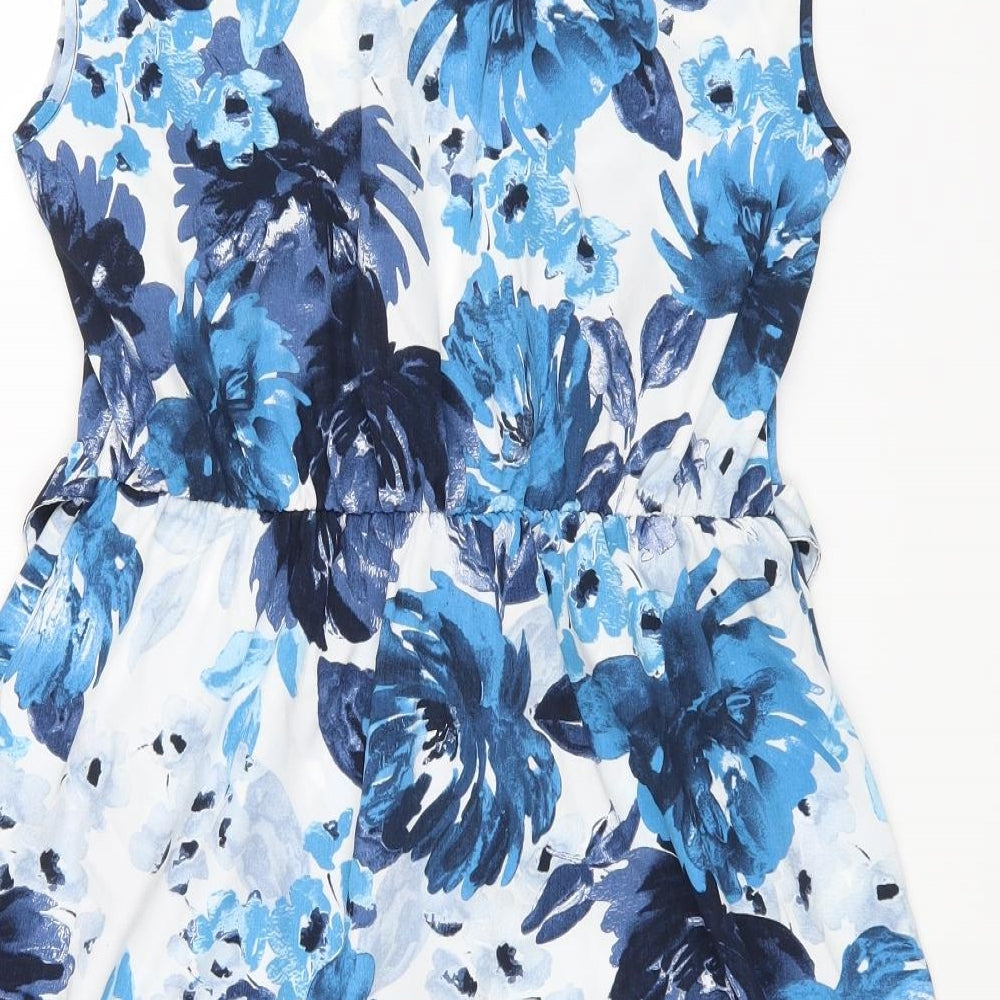 TU Womens Blue Floral Rayon A-Line  Size 12