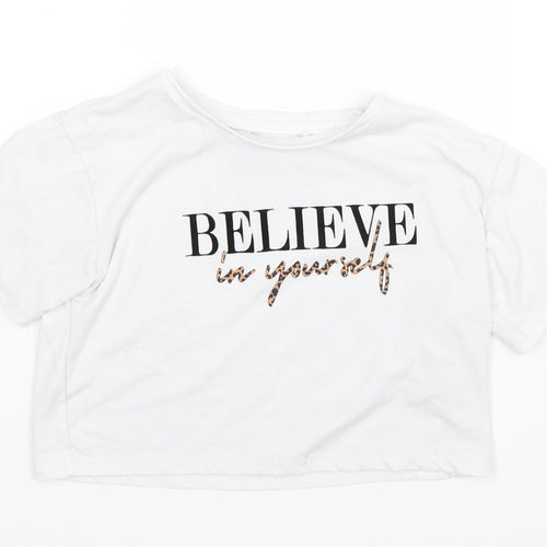 George Girls White   Basic T-Shirt Size 3-4 Years
