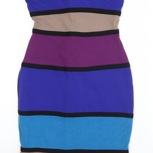 River Island Womens Multicoloured Striped Rayon Pencil Dress  Size 10