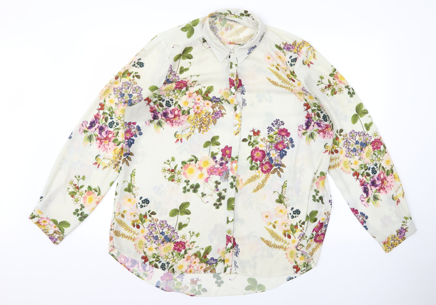 George Womens White Floral  Basic Button-Up Size 18