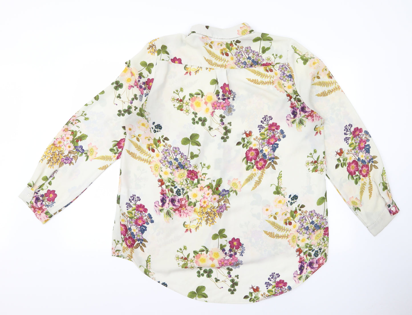 George Womens White Floral  Basic Button-Up Size 18