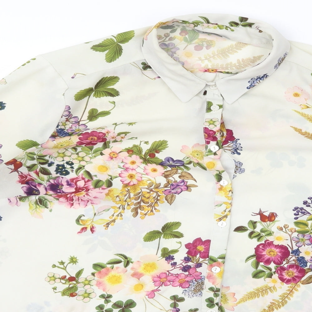 George Womens White Floral  Basic Button-Up Size 18