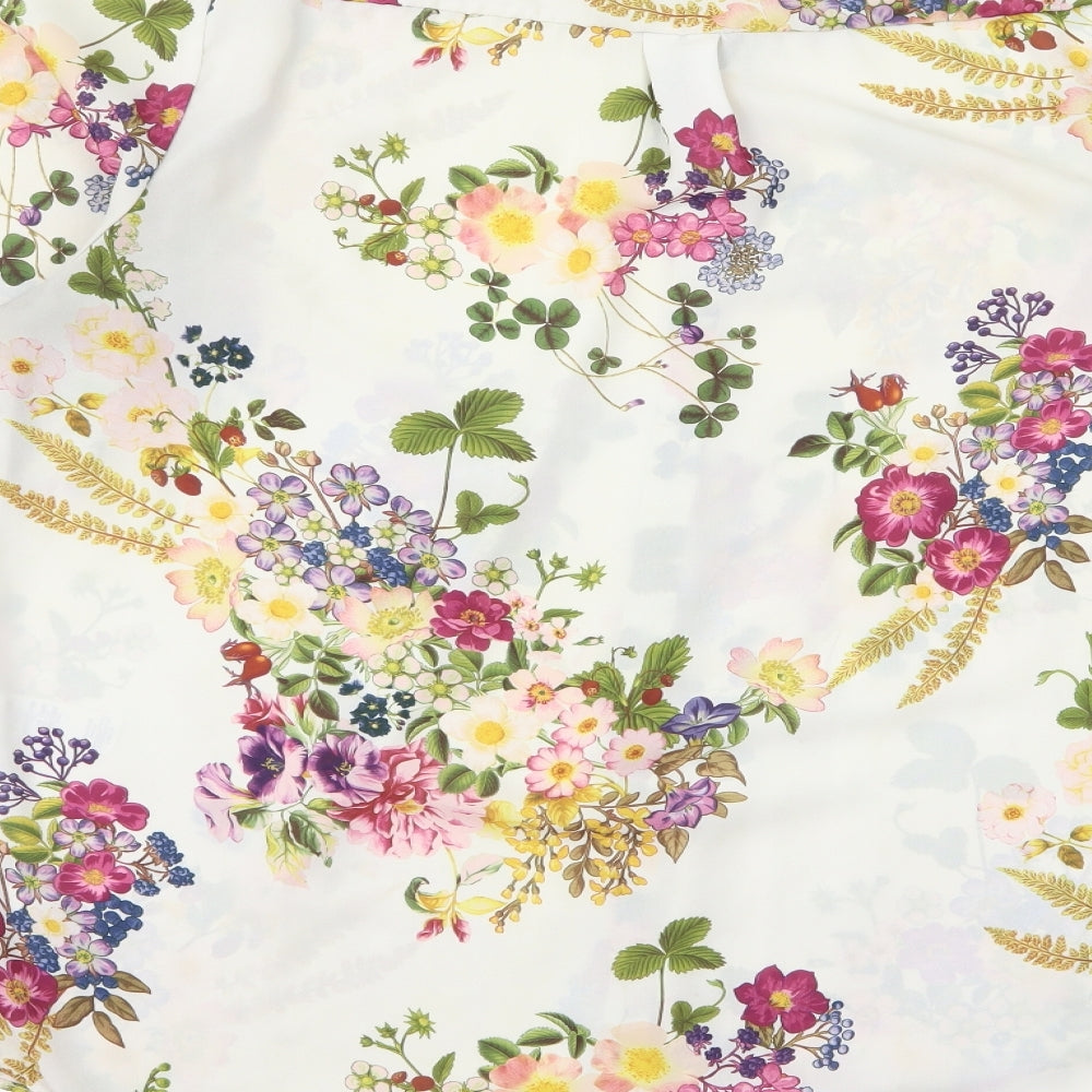George Womens White Floral  Basic Button-Up Size 18