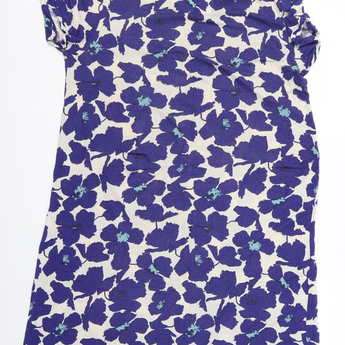 m&s Womens Blue Floral Rayon T-Shirt Dress  Size 14