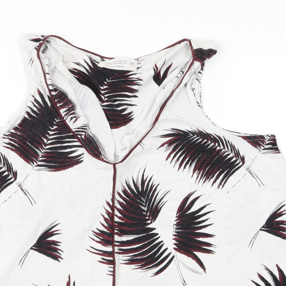 NEXT Womens White Floral  Basic Blouse Size 16
