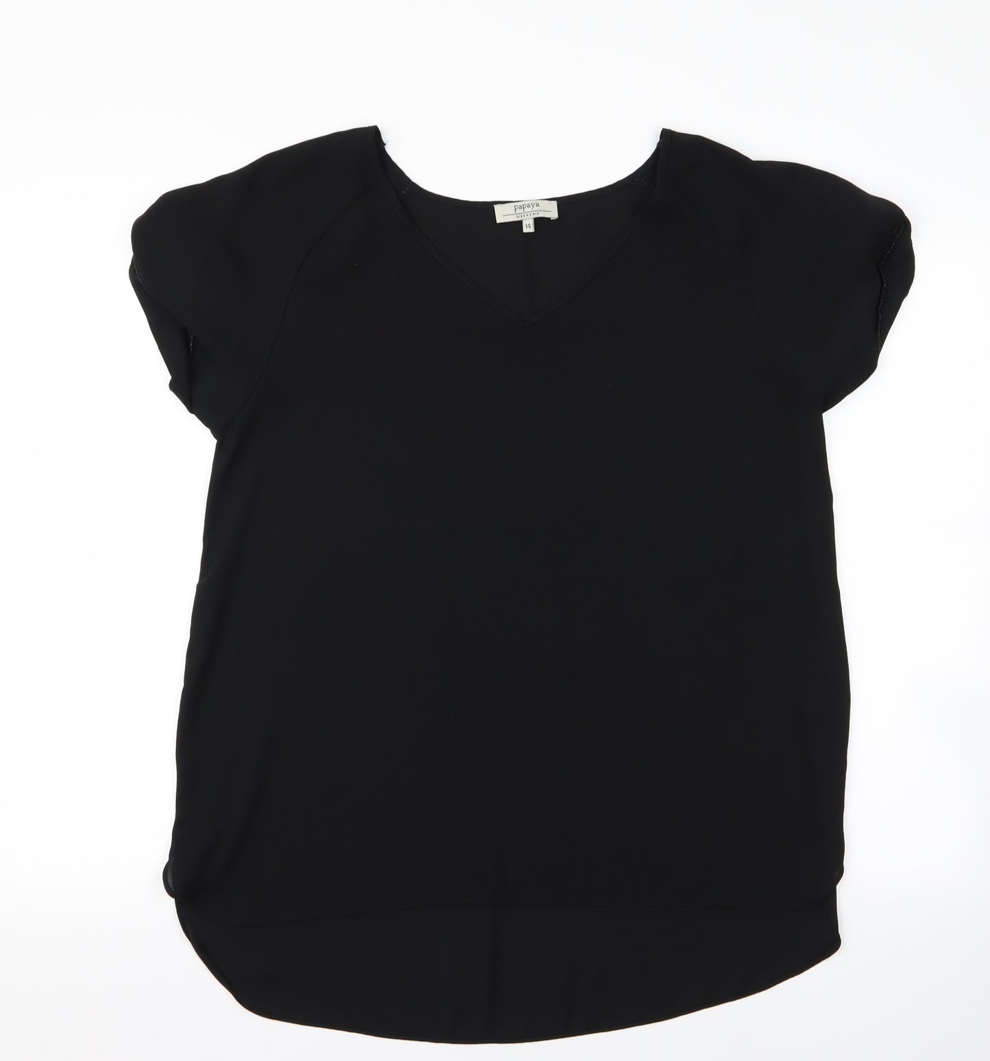 Papaya Womens Black  Rayon Basic Blouse Size 14