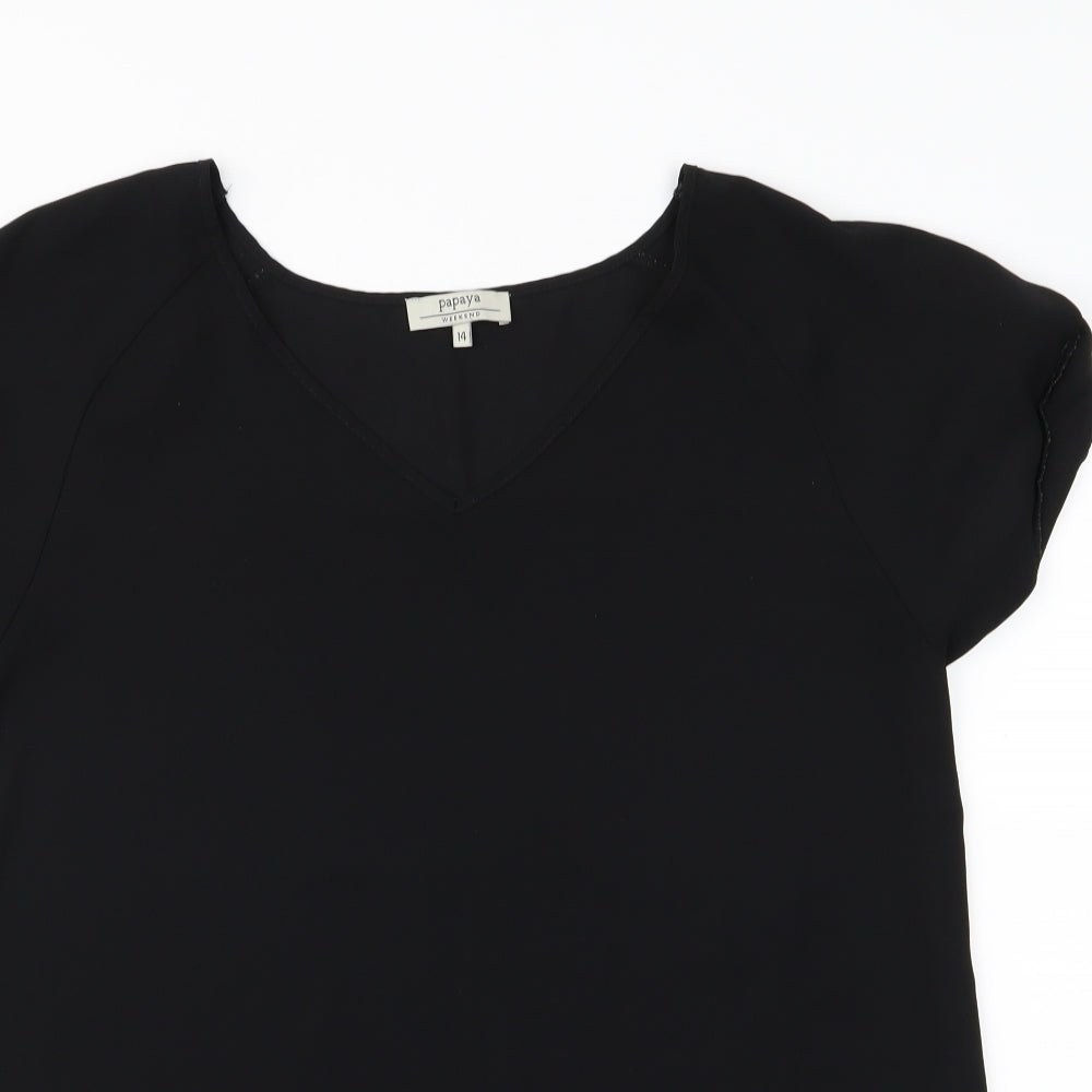 Papaya Womens Black  Rayon Basic Blouse Size 14