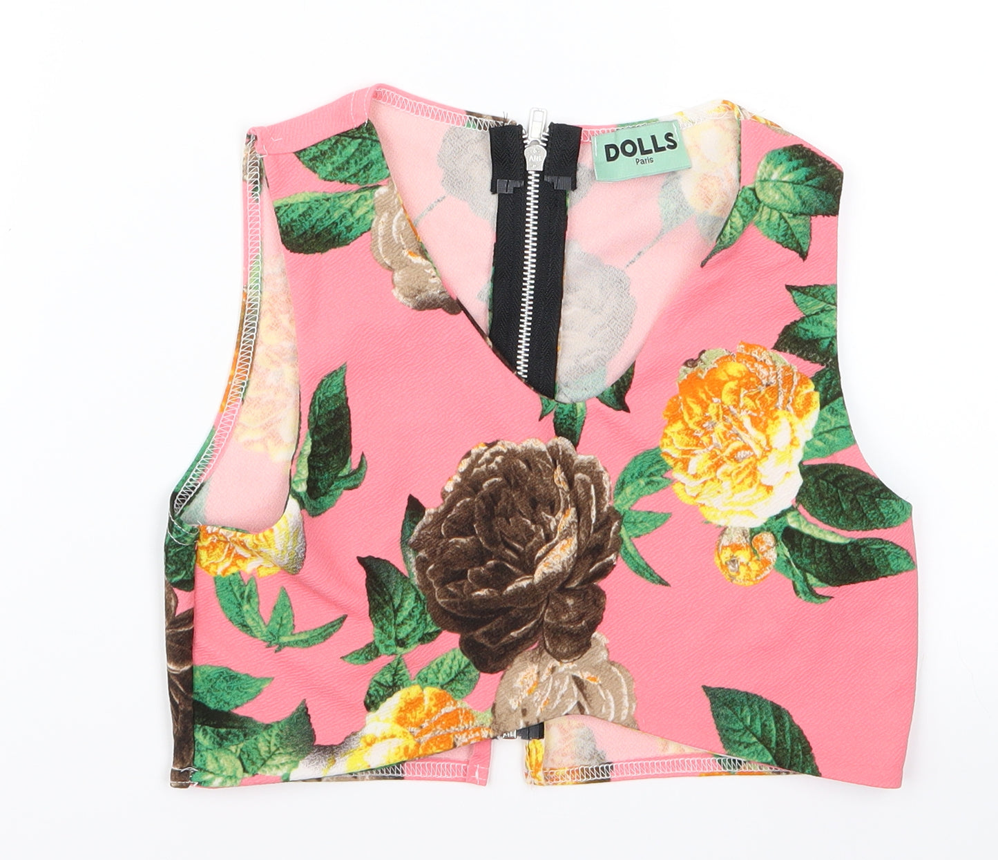 dolls Womens Pink Floral  Cropped Tank Size M