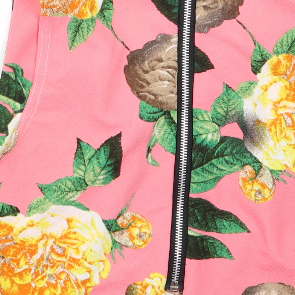 dolls Womens Pink Floral  Cropped Tank Size M