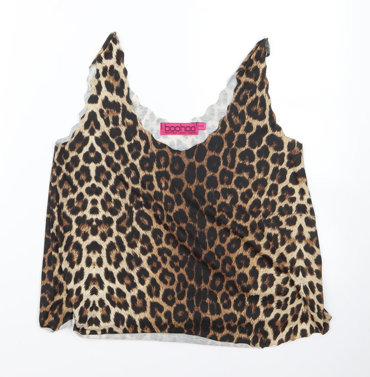 Boohoo Womens Black Animal Print Basic Tank Size S