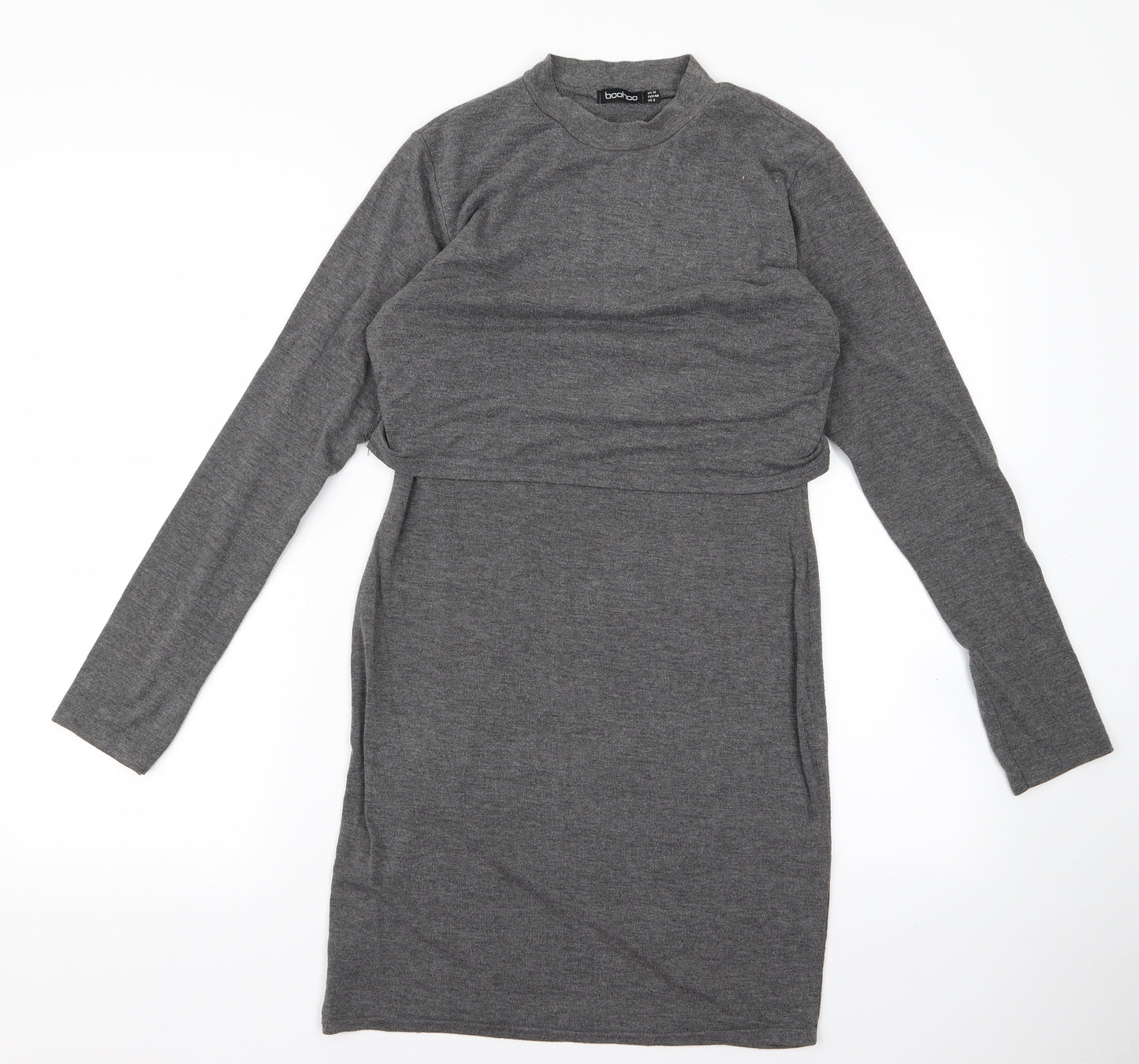 Boohoo Womens Grey  Rayon T-Shirt Dress  Size 12