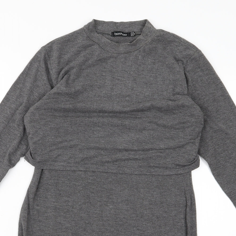 Boohoo Womens Grey  Rayon T-Shirt Dress  Size 12