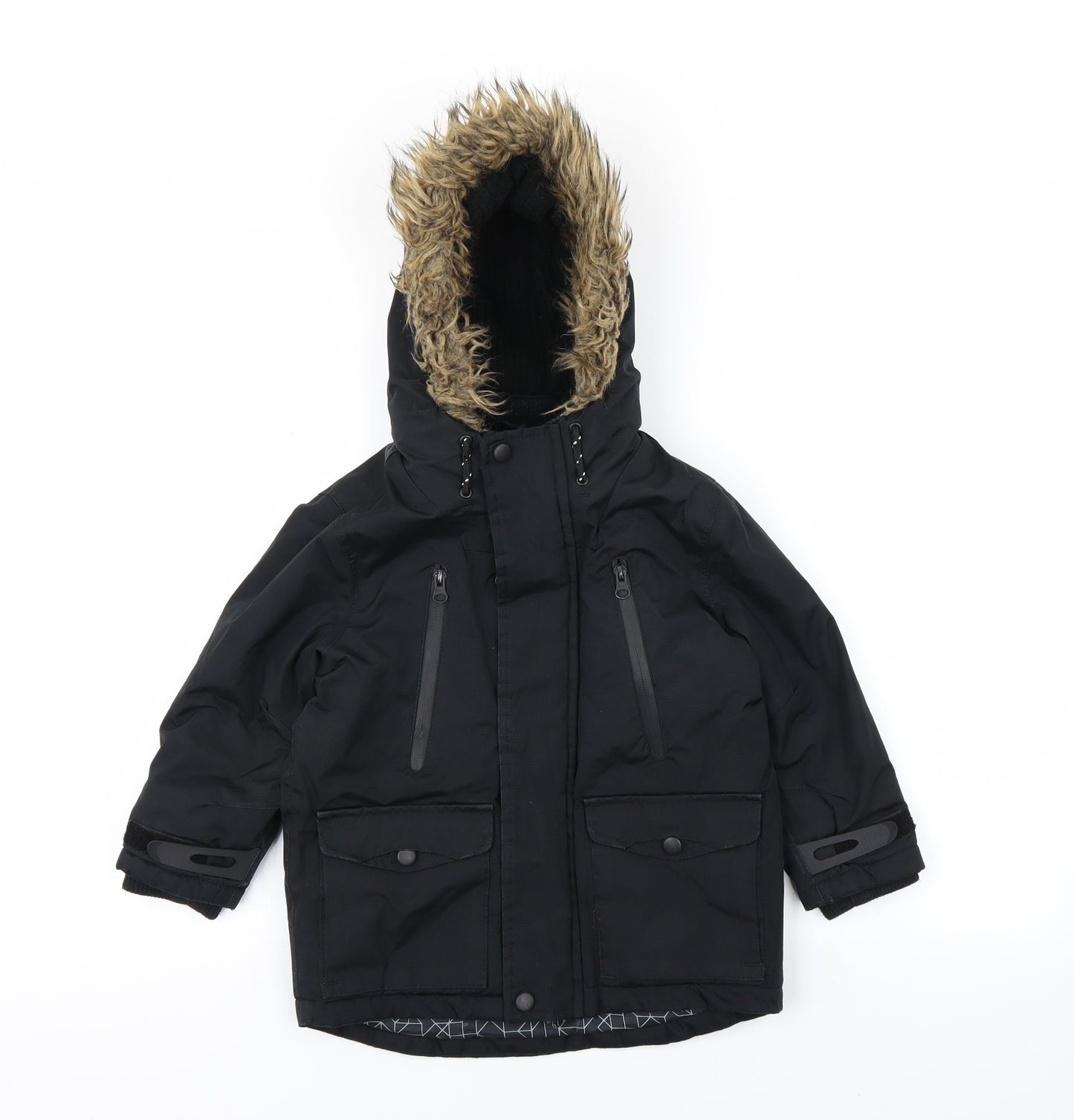 TU Boys Black   Basic Coat Coat Size 3-4 Years