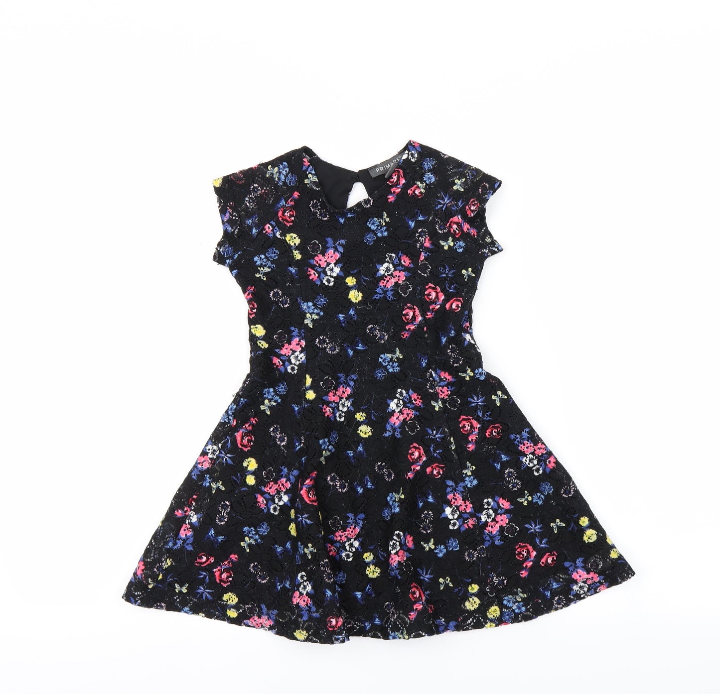 Primark Girls Black Floral  A-Line  Size 3-4 Years