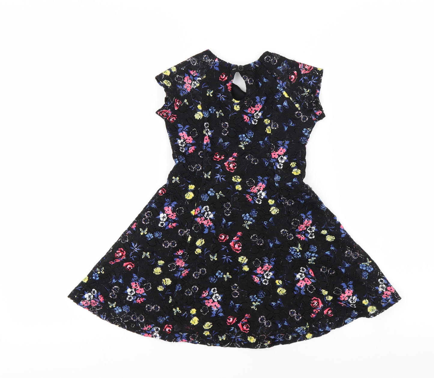 Primark Girls Black Floral  A-Line  Size 3-4 Years