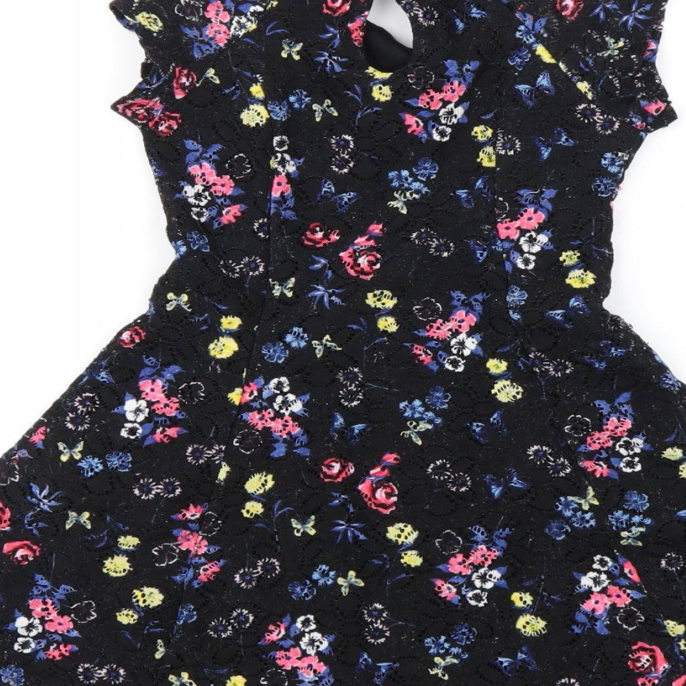 Primark Girls Black Floral  A-Line  Size 3-4 Years