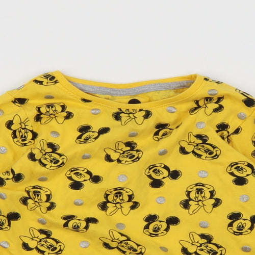 Disney Girls Yellow Animal Print  Basic T-Shirt Size 2 Years  - minnie